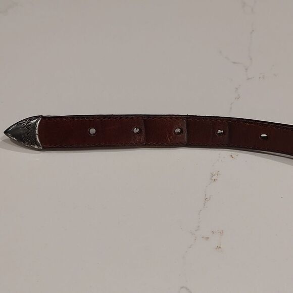 Latigo Brown Leather Belt with Silver Tone Accents Vintage Size 36 - Picture 8 of 11